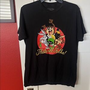 Warner Bros. Black Tee with Looney Tunes Cast